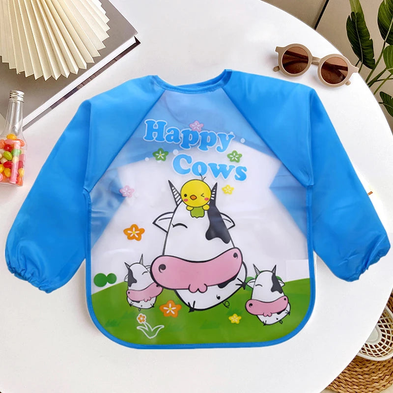 Long Sleeve Baby Smock Bib - Waterproof Art & Feeding Apron for 0-3 Years