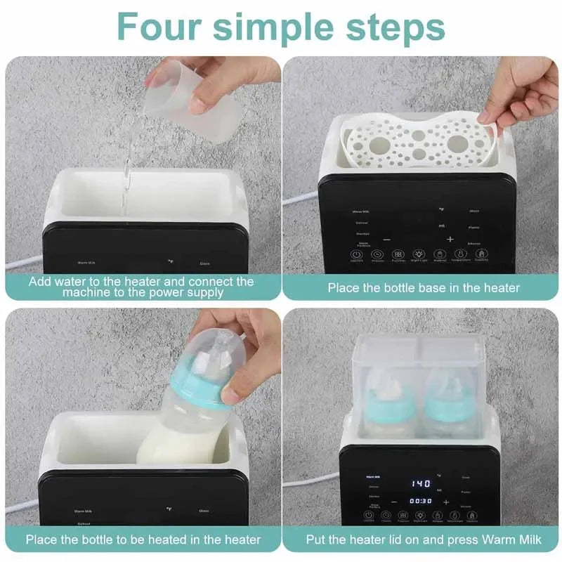 6-in-1 Baby Bottle Warmer & Digital Steam Steriliser – Accurate Temperature Control for Milk & Baby Food (UK Plug)