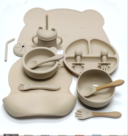 Baby Silicone Feeding Set with Suction Plate | Cartoon Design