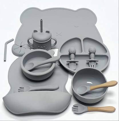 Baby Silicone Feeding Set with Suction Plate | Cartoon Design