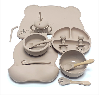 Baby Silicone Feeding Set with Suction Plate | Cartoon Design