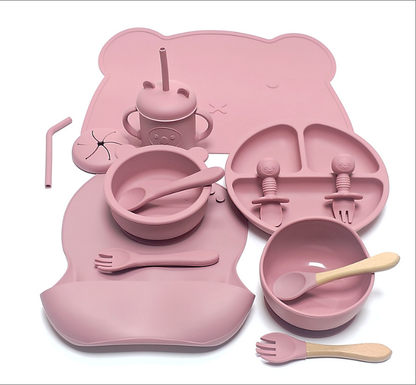 Baby Silicone Feeding Set with Suction Plate | Cartoon Design