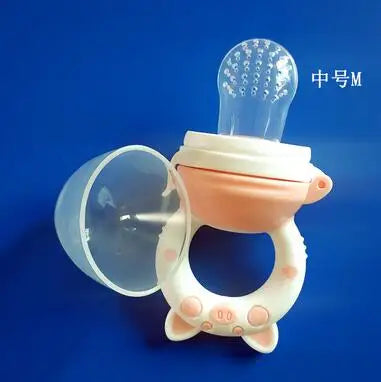 Baby pacifier with a clear cover on a blue background