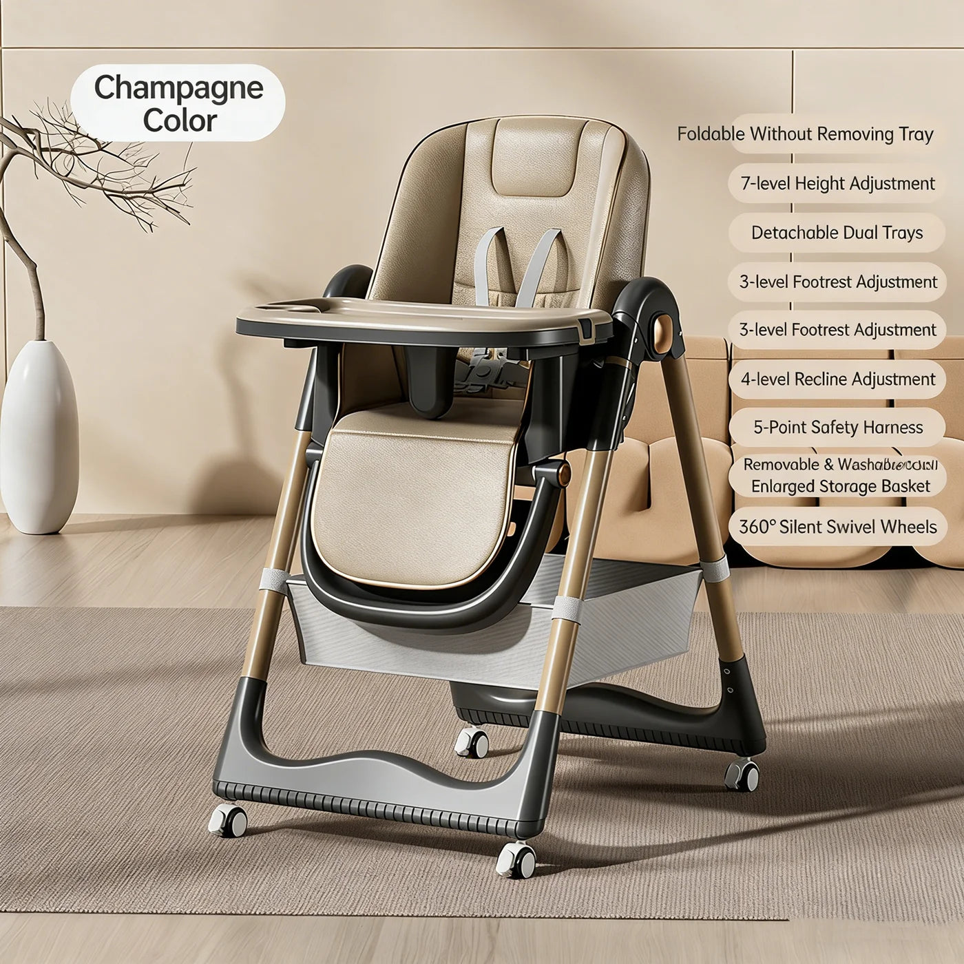4-in-1 Grow-with-Me High Chair & Booster Seat | From Birth to Toddler | Multi-Mode Feeding Chair with Easy-Clean Tray & Recliner