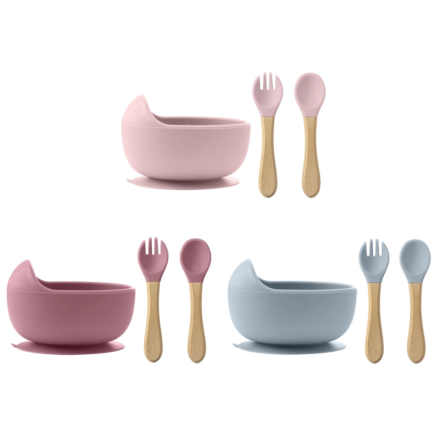 3-Piece Baby Feeding Set | Silicone Suction Bowl, Spoon & Fork