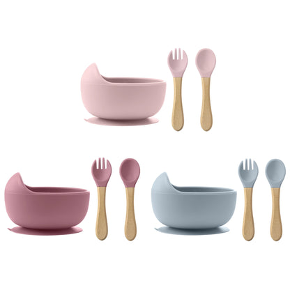 3-Piece Baby Feeding Set | Silicone Suction Bowl, Spoon & Fork