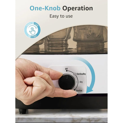 Hand turning a knob on an appliance with text 'One-Knob Operation' and 'Easy to use'.