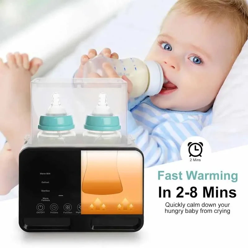 6-in-1 Baby Bottle Warmer & Digital Steam Steriliser – Accurate Temperature Control for Milk & Baby Food (UK Plug)