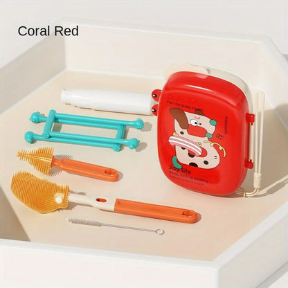 Portable Bottle Brush Set | Travel Cleaning Kit with Drain Rack