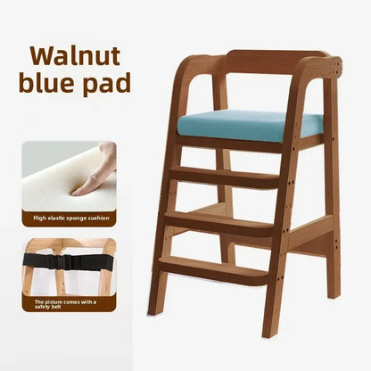 Adjustable Wooden High Chair for Babies & Toddlers - Extra Wide Seat with Footrest