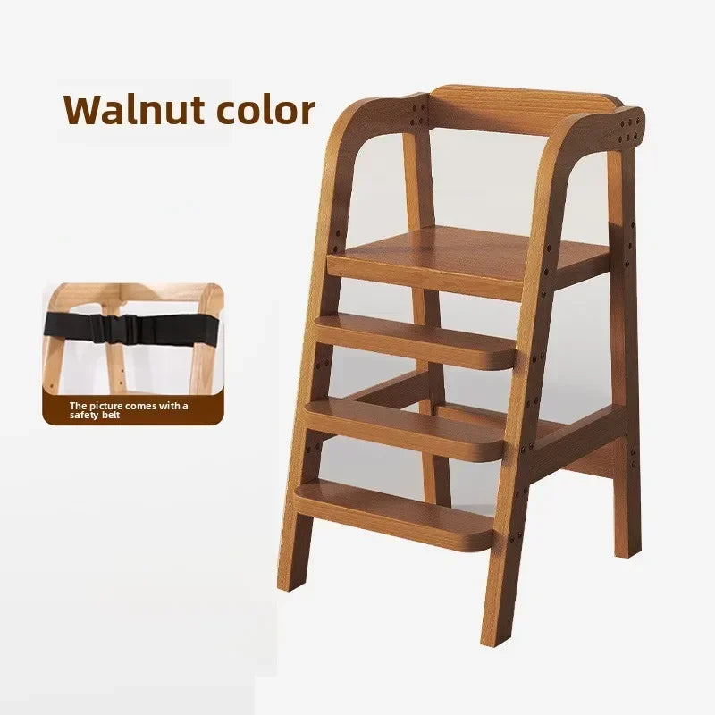 Adjustable Wooden High Chair for Babies & Toddlers - Extra Wide Seat with Footrest