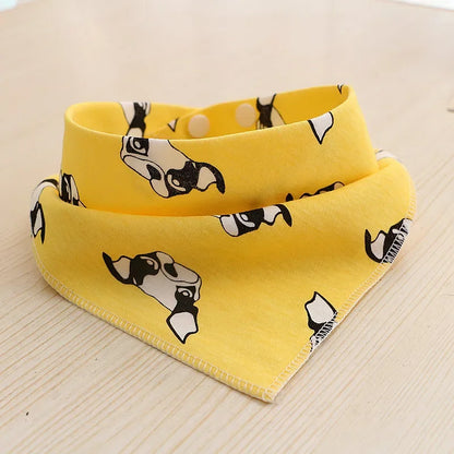 Cotton Triangle Bandana Bib - Cartoon Feeding Scarf for Boys & Girls