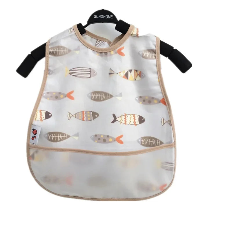 Cartoon Animal Baby Bib - Waterproof with Adjustable Pocket for Boys & Girls