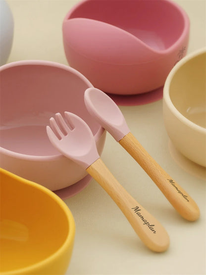 3-Piece Baby Feeding Set | Silicone Suction Bowl, Spoon & Fork