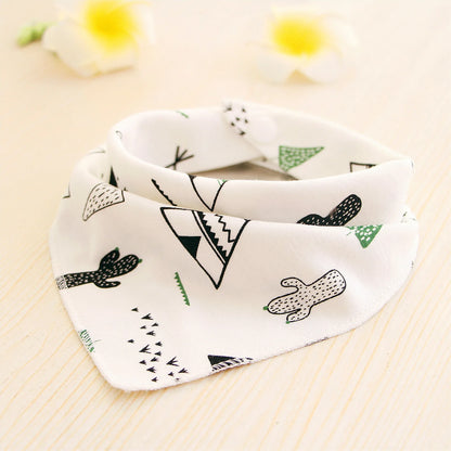 Cotton Triangle Bandana Bib - Cartoon Feeding Scarf for Boys & Girls