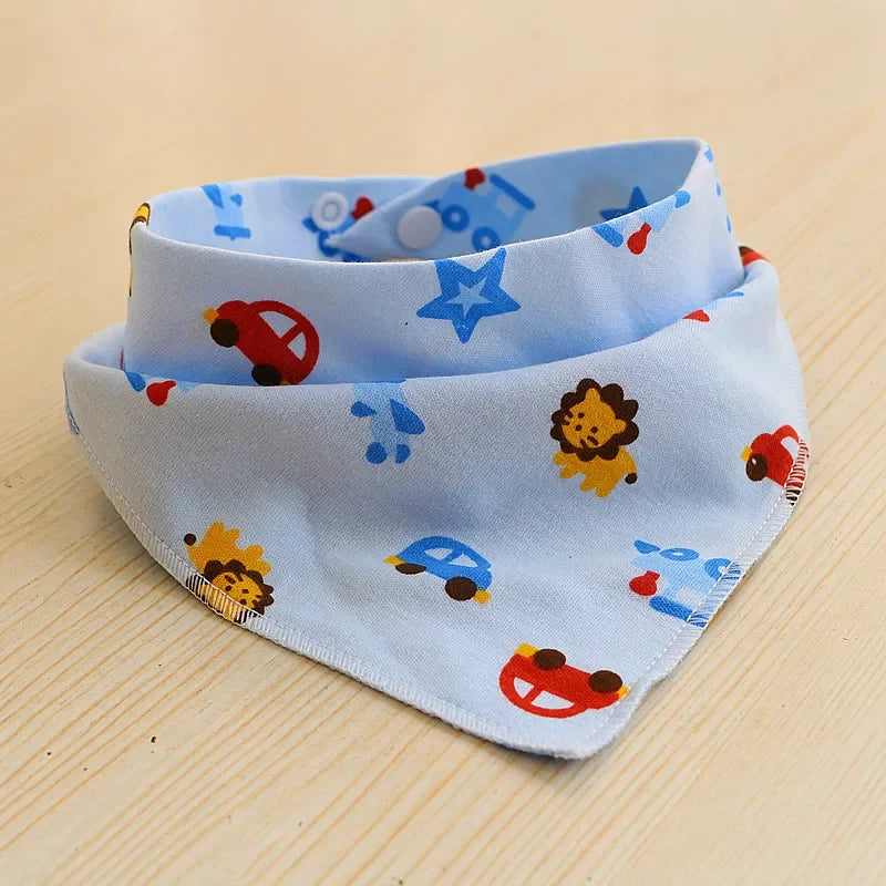 Cotton Triangle Bandana Bib - Cartoon Feeding Scarf for Boys & Girls