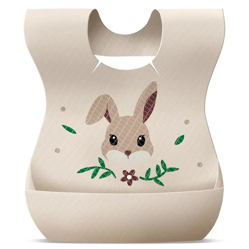 50-Pack Disposable Baby Bibs - Cartoon Bear Design for 6 Months to 2 Years