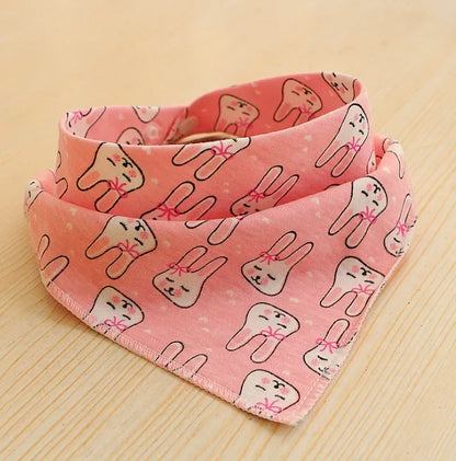 Cotton Triangle Bandana Bib - Cartoon Feeding Scarf for Boys & Girls