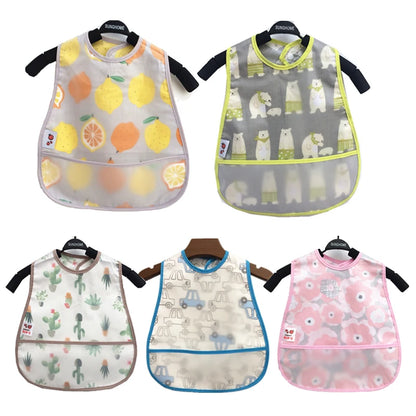 Cartoon Animal Baby Bib - Waterproof with Adjustable Pocket for Boys & Girls