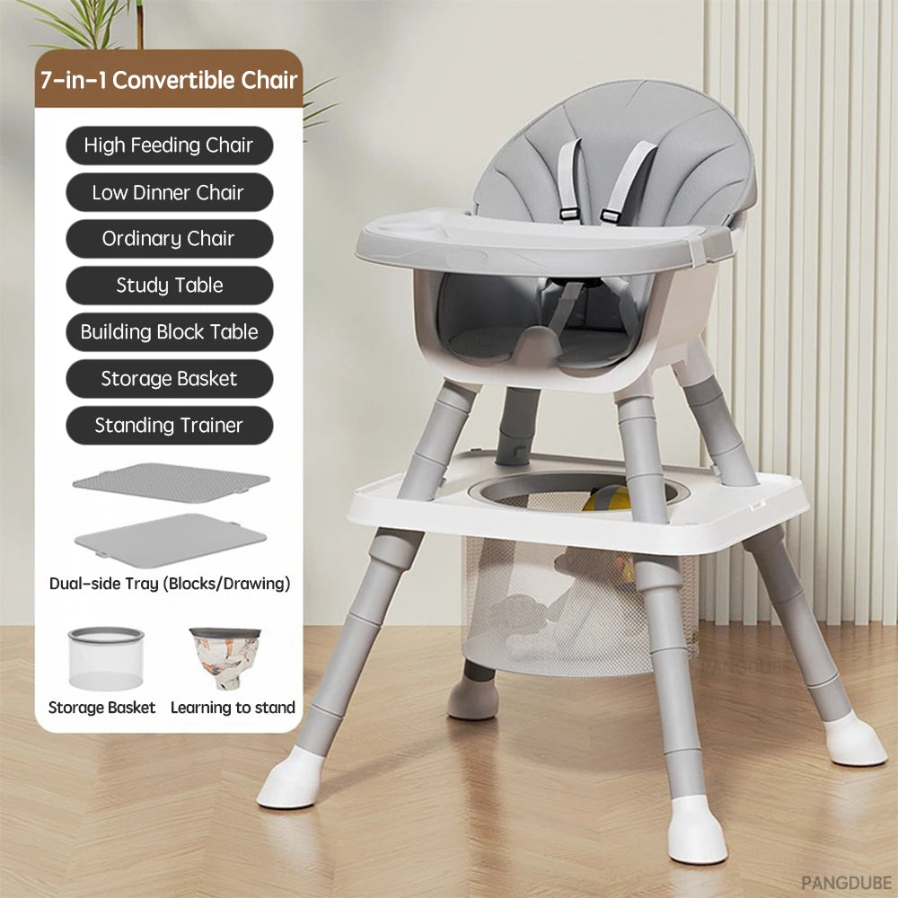 7-in-1 convertible chair with multiple functions on a wooden floor.