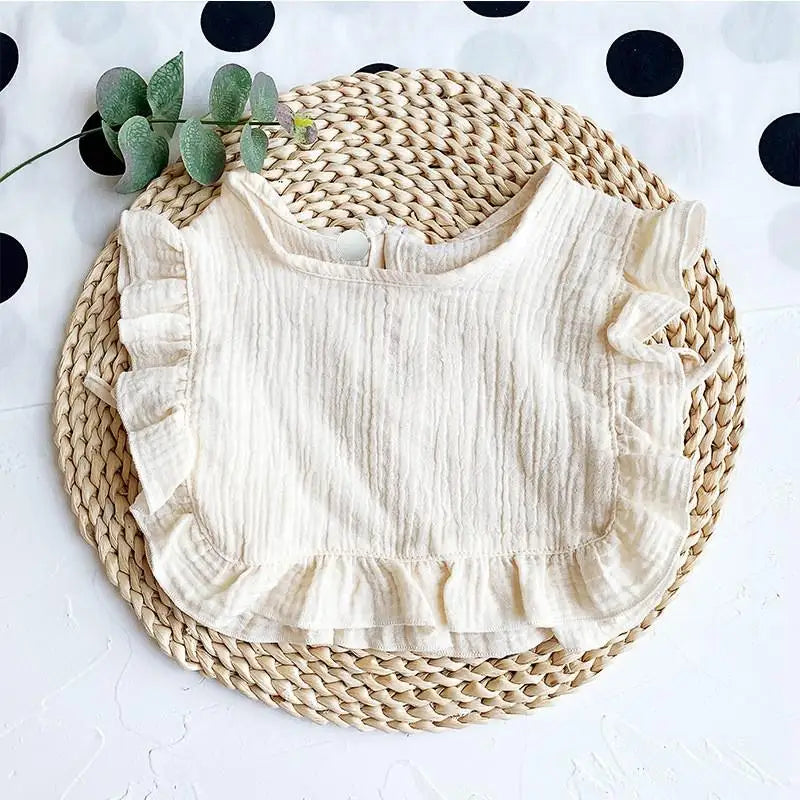 Ruffle Lace Baby Bib - Soft Cotton Feeding Bib for Newborns & Toddlers