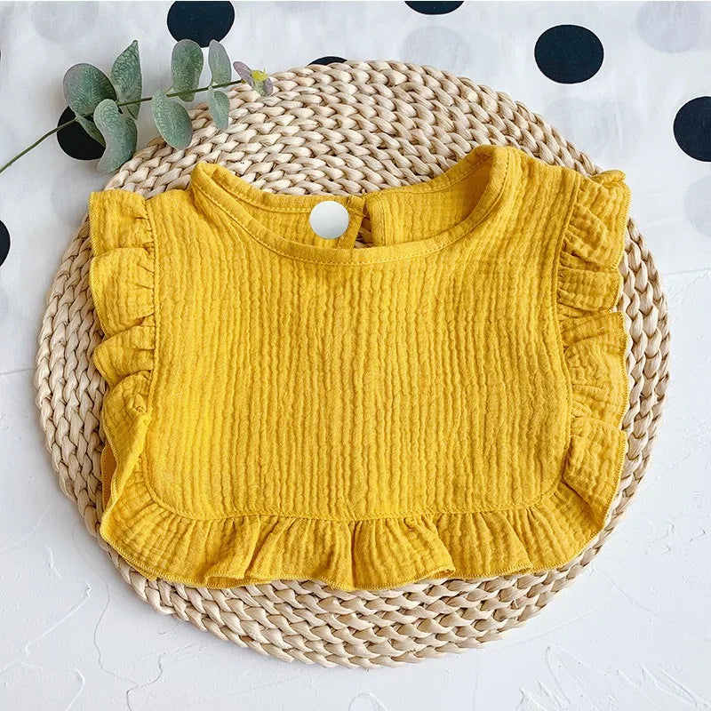 Ruffle Lace Baby Bib - Soft Cotton Feeding Bib for Newborns & Toddlers