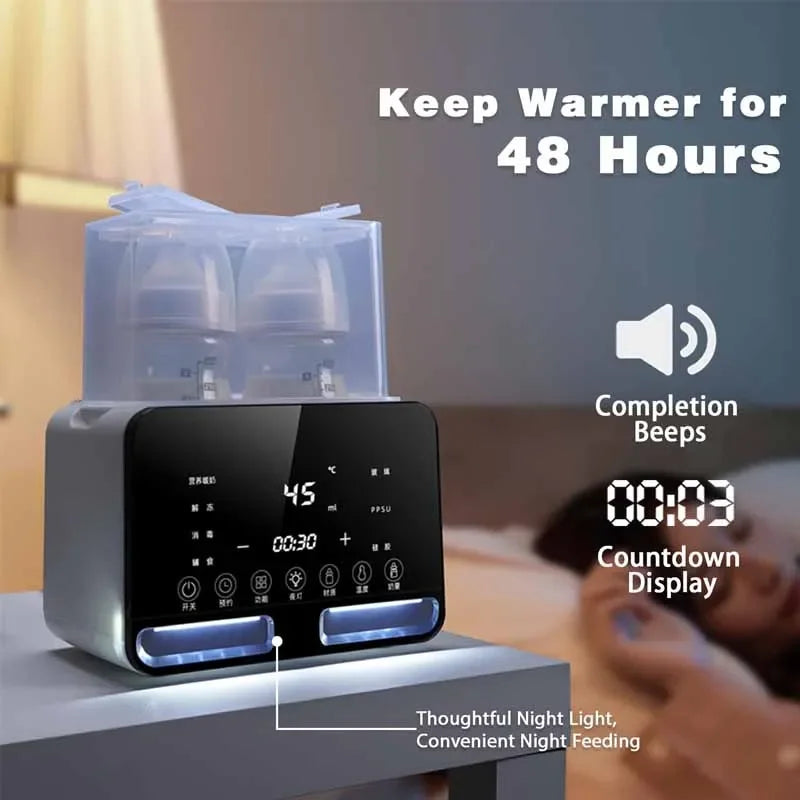 6-in-1 Baby Bottle Warmer & Digital Steam Steriliser – Accurate Temperature Control for Milk & Baby Food (UK Plug)