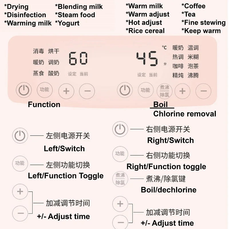 1.2L Multi-Function Milk Dispenser Baby Milk Powder Insulation Pot Warm Milk Disinfection Warm Milk Warmer Electric Kettle 220V