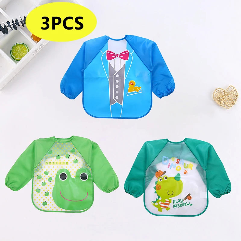 Long Sleeve Baby Smock Bib - Waterproof Art & Feeding Apron for 0-3 Years
