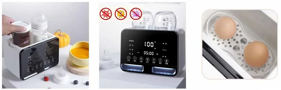 6-in-1 Baby Bottle Warmer & Digital Steam Steriliser – Accurate Temperature Control for Milk & Baby Food (UK Plug)