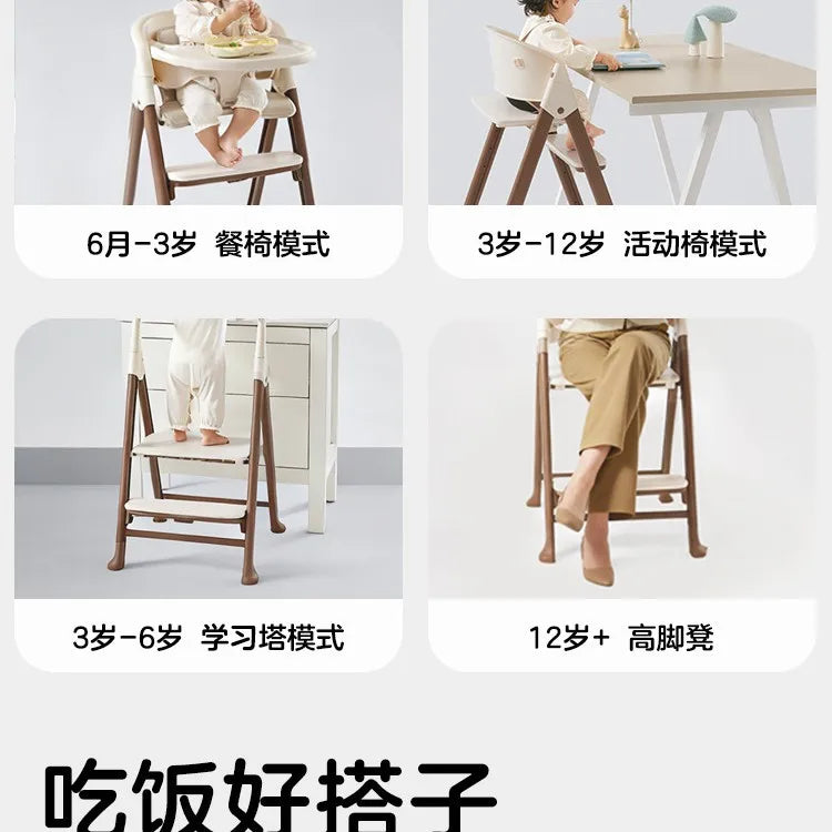 Multifunctional chair for children in different modes with text labels on a white background.