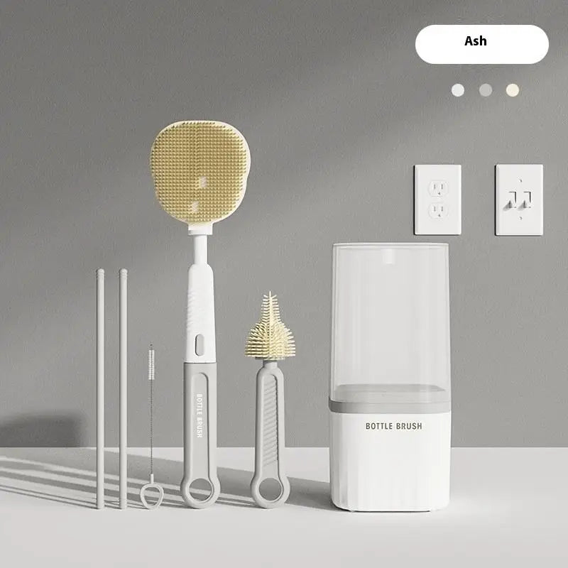 Bottle brush with packaging on a gray background