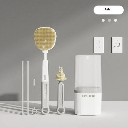 Bottle brush with packaging on a gray background