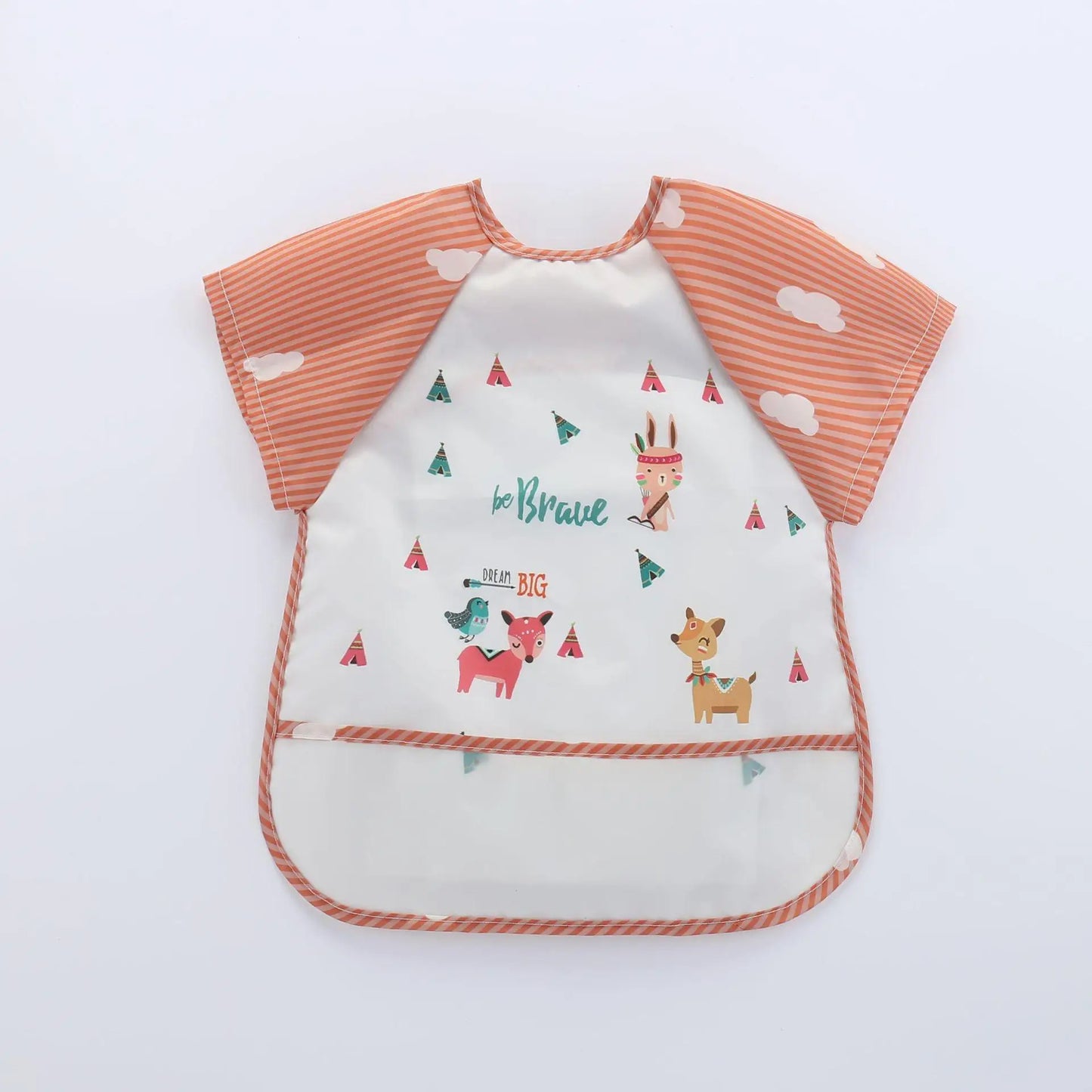 Long Sleeve Baby Bib with Pocket - Cartoon Waterproof Apron for 0-3 Years
