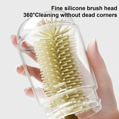 Baby Bottle Cleaning Brush Set | Silicone Travel Case & Drying Rod