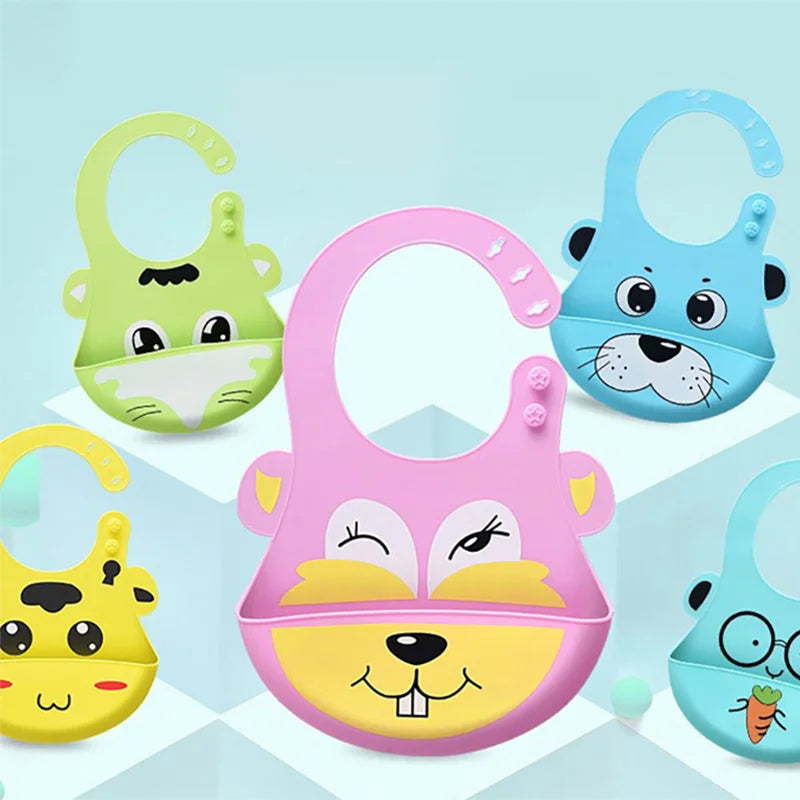 Large 3D Silicone Baby Bib - Waterproof & Wash-Free Adjustable Feeding Bib