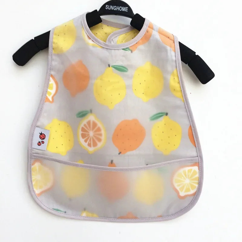 Cartoon Animal Baby Bib - Waterproof with Adjustable Pocket for Boys & Girls