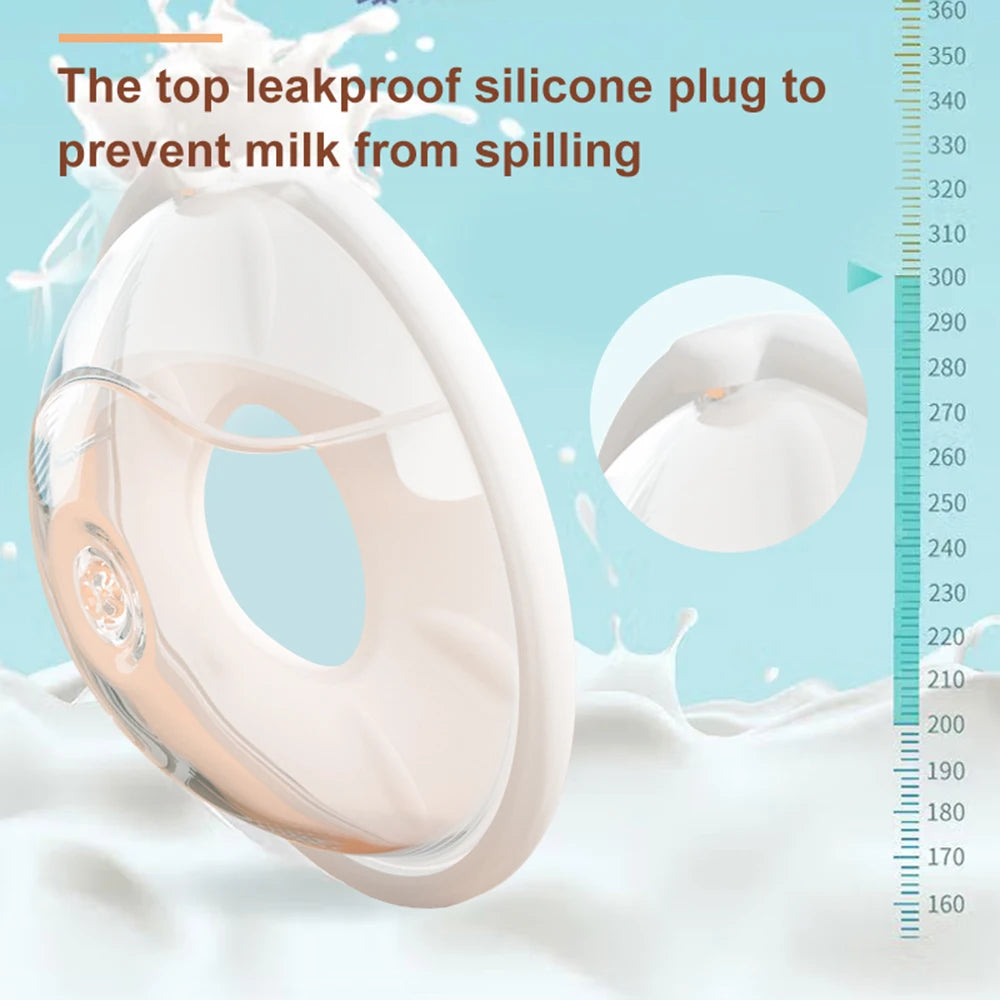 Leakproof silicone plug with milk spilling around it on a light blue background