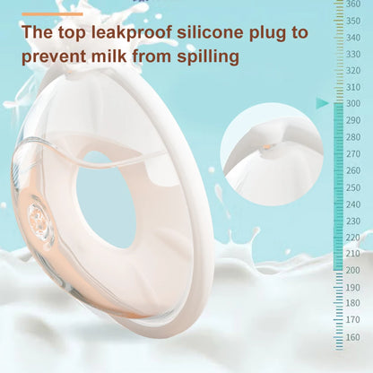 Leakproof silicone plug with milk spilling around it on a light blue background
