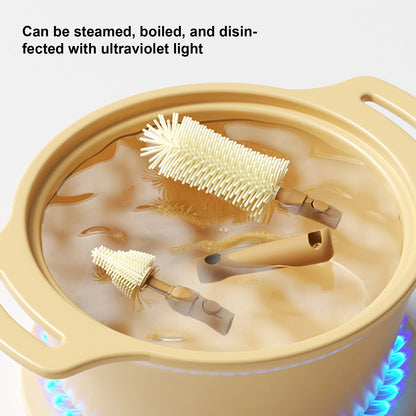 Baby Bottle Cleaning Brush Set | Silicone Travel Case & Drying Rod