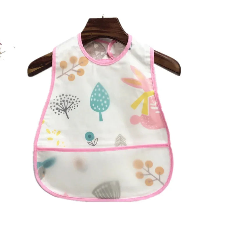 Cartoon Animal Baby Bib - Waterproof with Adjustable Pocket for Boys & Girls