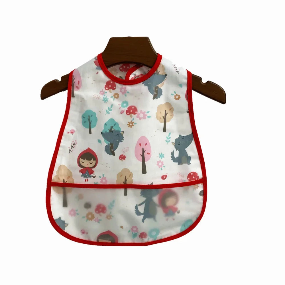 Cartoon Animal Baby Bib - Waterproof with Adjustable Pocket for Boys & Girls