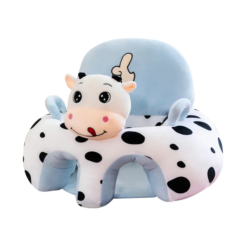 Children's inflatable seat with cow design on a white background