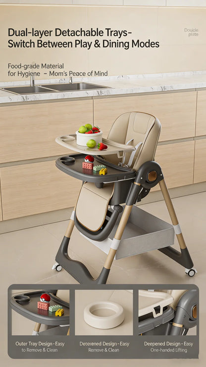 4-in-1 Grow-with-Me High Chair & Booster Seat | From Birth to Toddler | Multi-Mode Feeding Chair with Easy-Clean Tray & Recliner