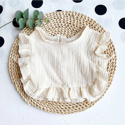 Ruffle Lace Baby Bib - Soft Cotton Feeding Bib for Newborns & Toddlers