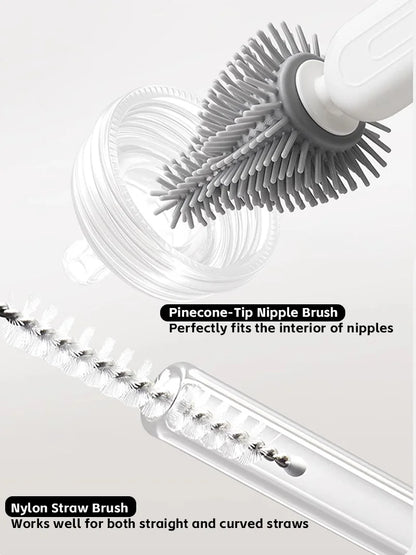 Two brushes with text indicating their uses on a white background