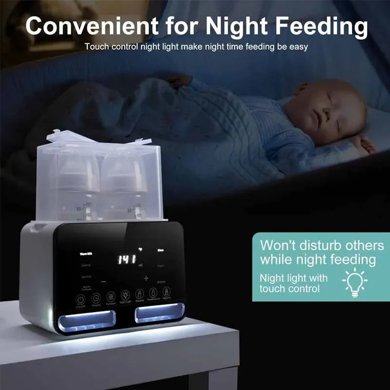 6-in-1 Baby Bottle Warmer & Digital Steam Steriliser – Accurate Temperature Control for Milk & Baby Food (UK Plug)