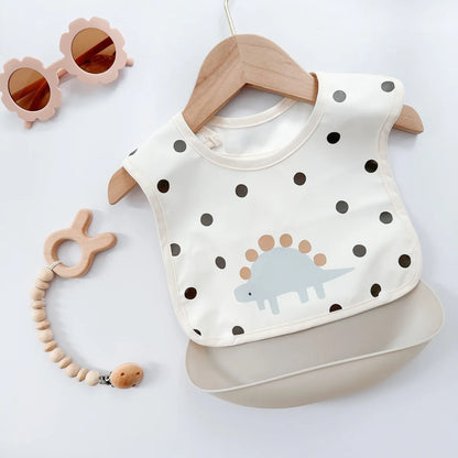 Silicone Baby Bib - Soft Waterproof Feeding Bib for Newborns