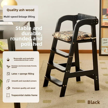 Adjustable Wooden High Chair for Babies & Toddlers - Extra Wide Seat with Footrest