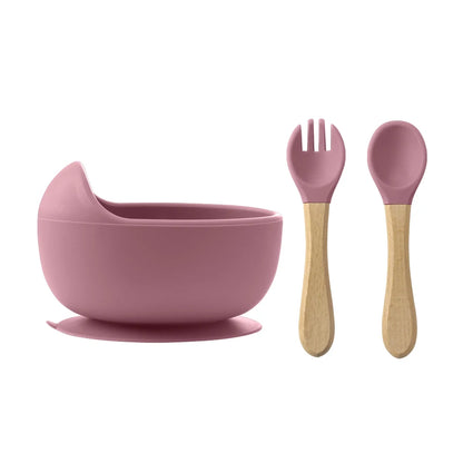 3-Piece Baby Feeding Set | Silicone Suction Bowl, Spoon & Fork